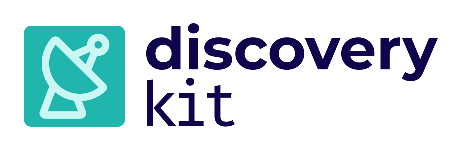 DiscoveryKit logo depicting the text discovery kit and a radar dish icon