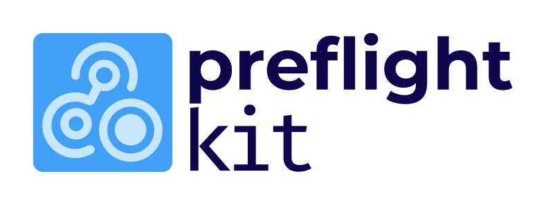 PreflightKit logo depicting the text preflight kit and a preflight icon